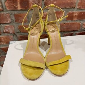 Banana Republic Yellow Suede Ankle-Strap 4” Sandals - Size 6.5